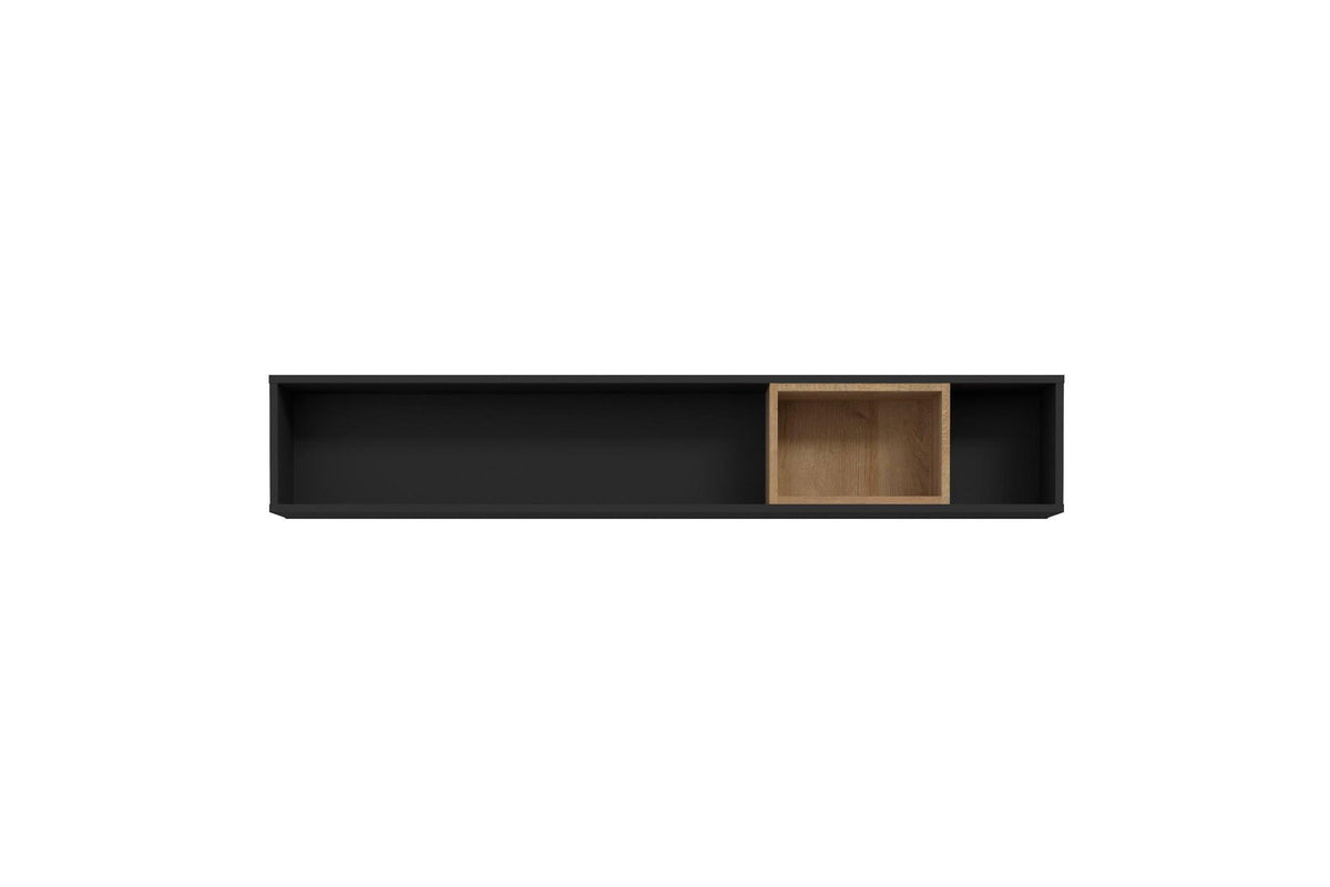 High Rock Wall Shelf In Matt Black/Riviera Oak