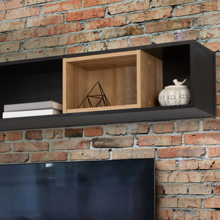 High Rock Wall Shelf In Matt Black/Riviera Oak