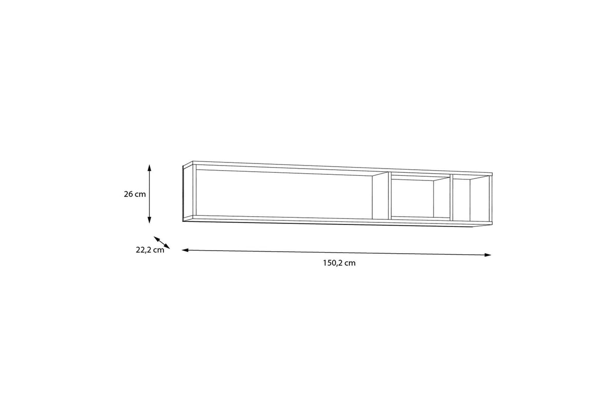 High Rock Wall Shelf In Matt Black/Riviera Oak