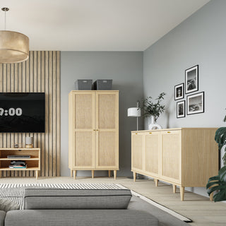 calasetta 3 door sideboard in rattan