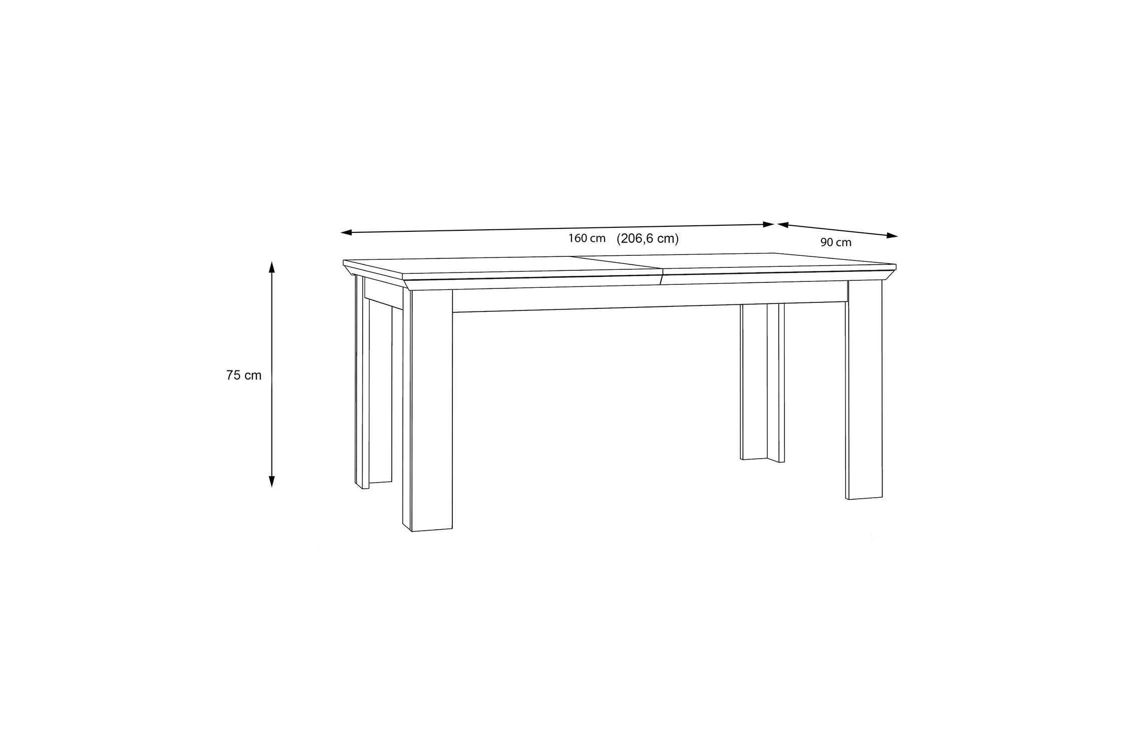 Lopa Extending Dining Table 160-207cm In Oak Nelson/Snowy Oak
