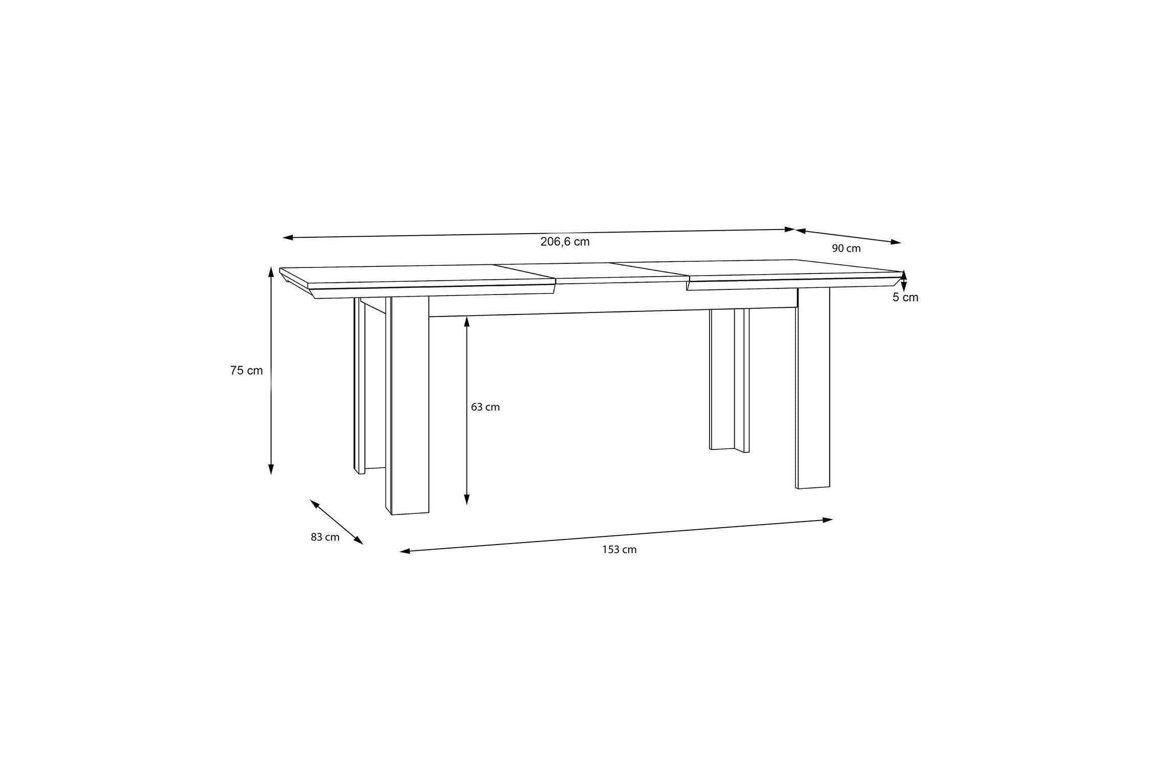 Lopa Extending Dining Table 160-207cm In Oak Nelson/Snowy Oak