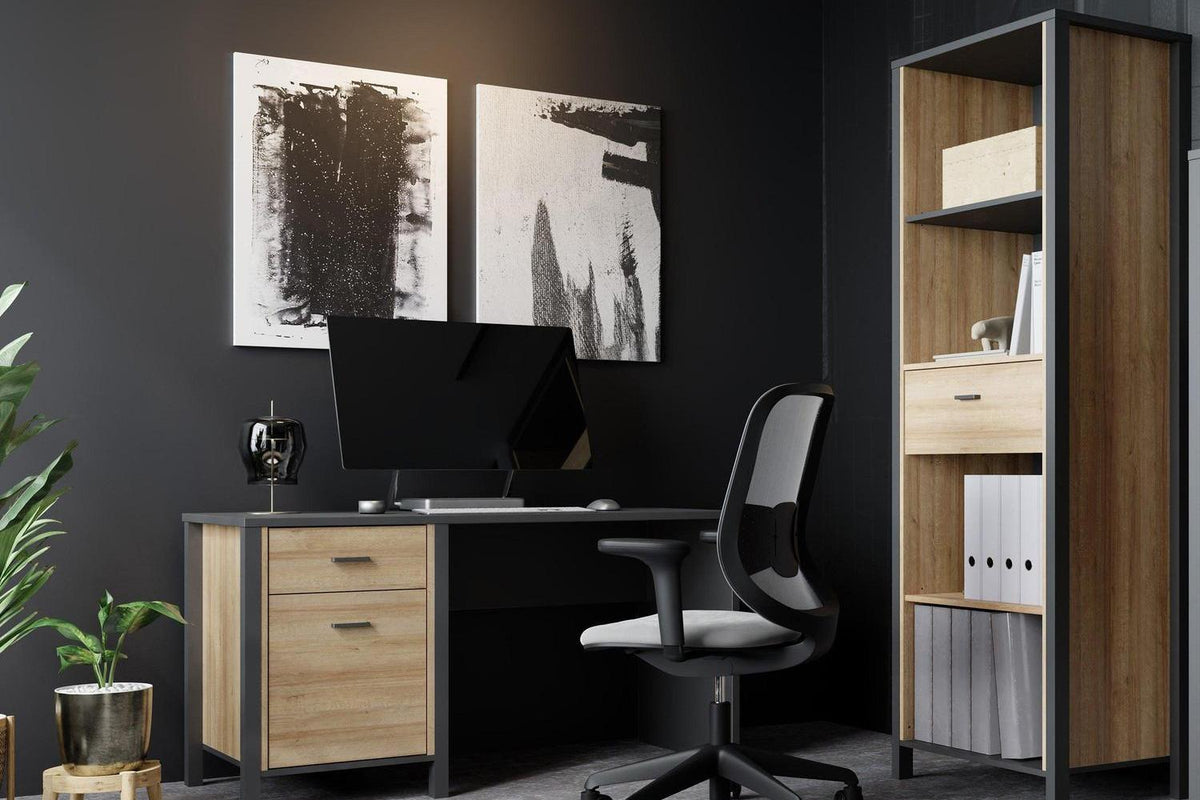 High Rock Desk In Matt Black/Riviera Oak