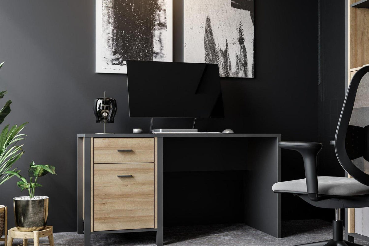 High Rock Desk In Matt Black/Riviera Oak