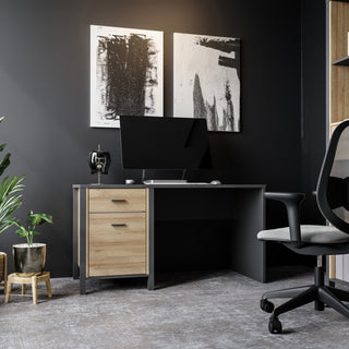 High Rock Desk In Matt Black/Riviera Oak