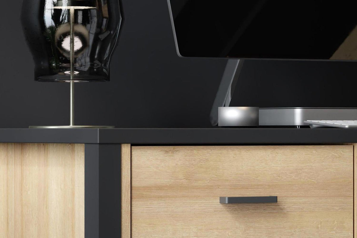 High Rock Desk In Matt Black/Riviera Oak