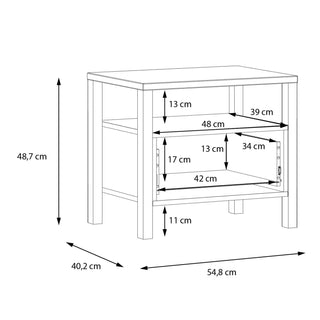 High Rock Bedside In Matt Black/Riviera Oak