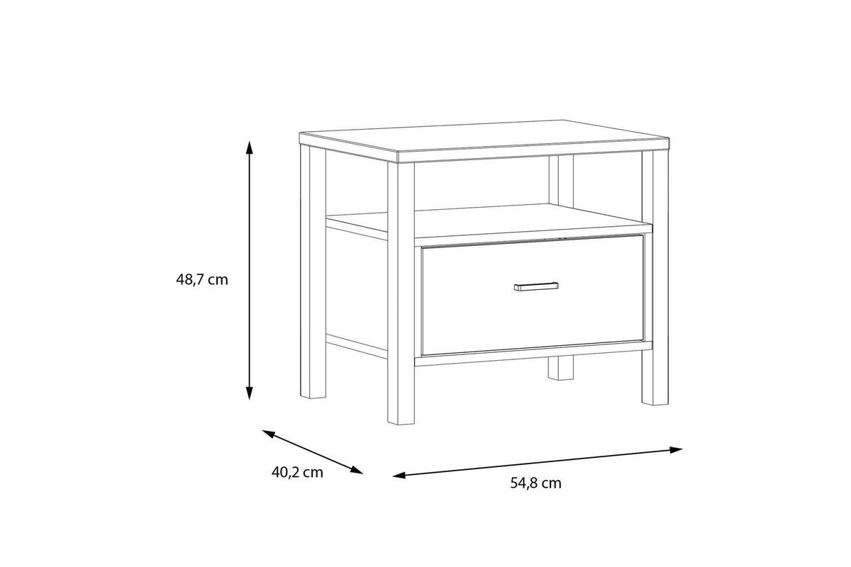 High Rock Bedside In Matt Black/Riviera Oak