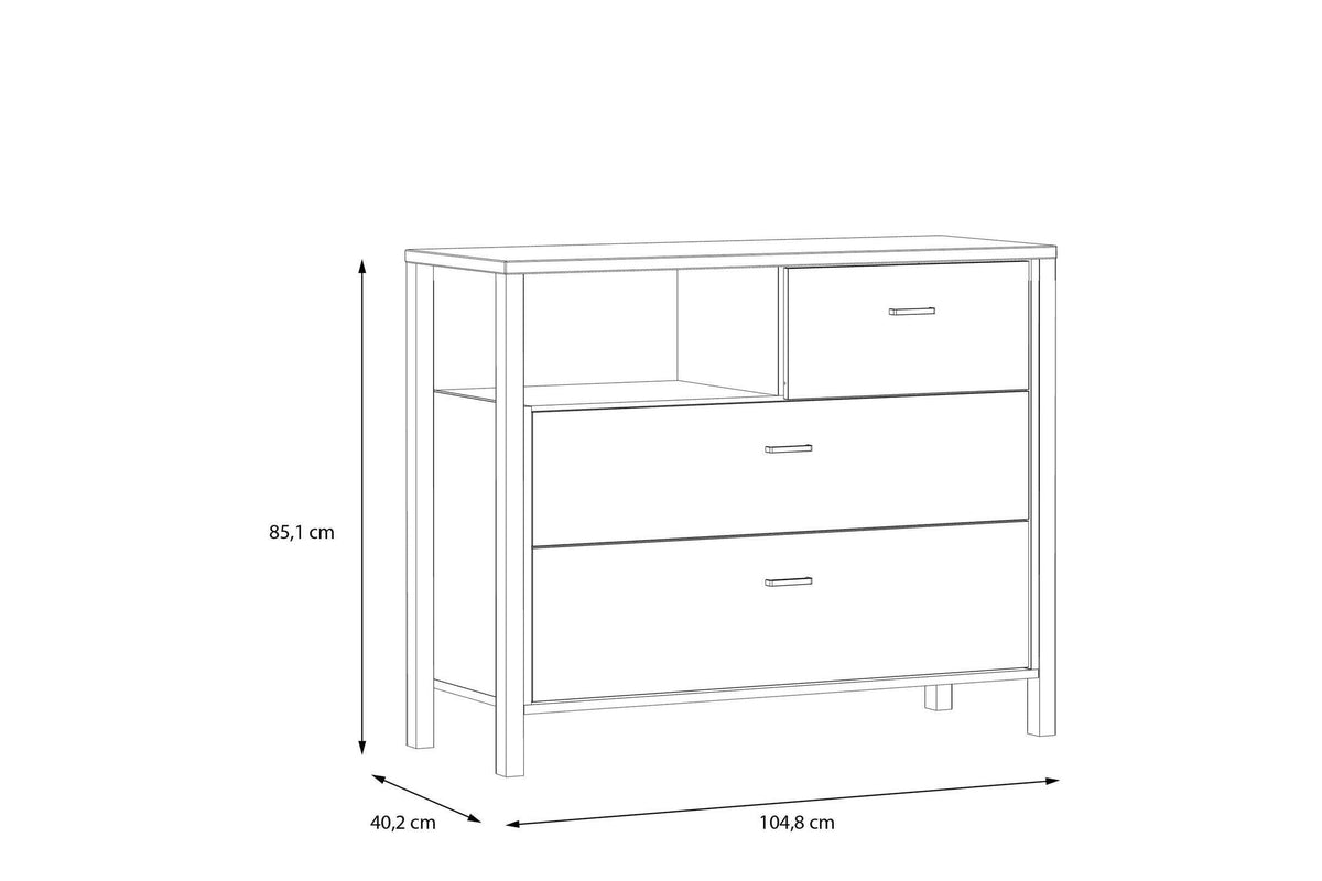High Rock Chest Of 3 Drawers In Matt Black/Riviera Oak
