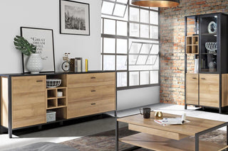 High Rock (Large) Sideboard In Matt Black/Riviera Oak