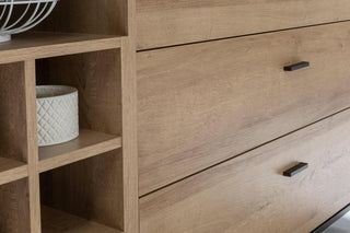 High Rock (Large) Sideboard In Matt Black/Riviera Oak