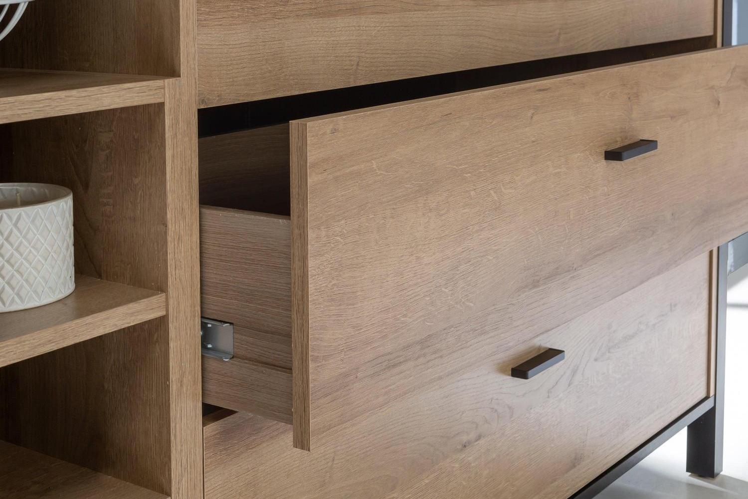 High Rock (Large) Sideboard In Matt Black/Riviera Oak