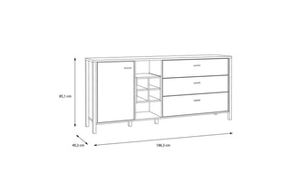 High Rock (Large) Sideboard In Matt Black/Riviera Oak