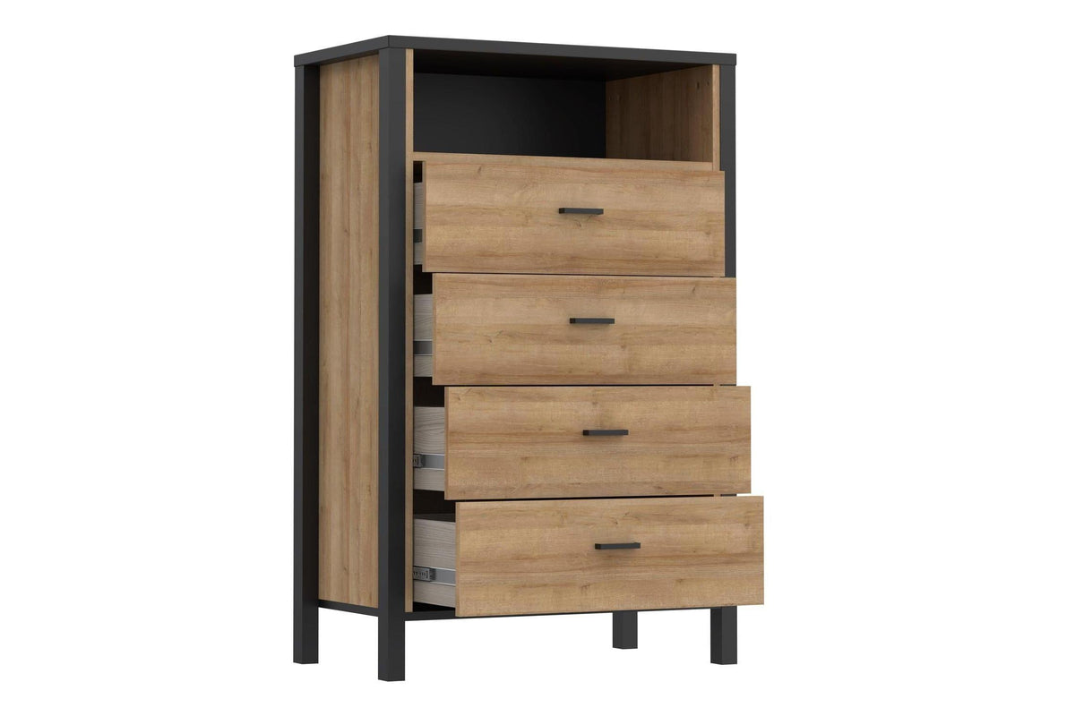 High Rock Chest Of 4 Drawers In Matt Black/Riviera Oak