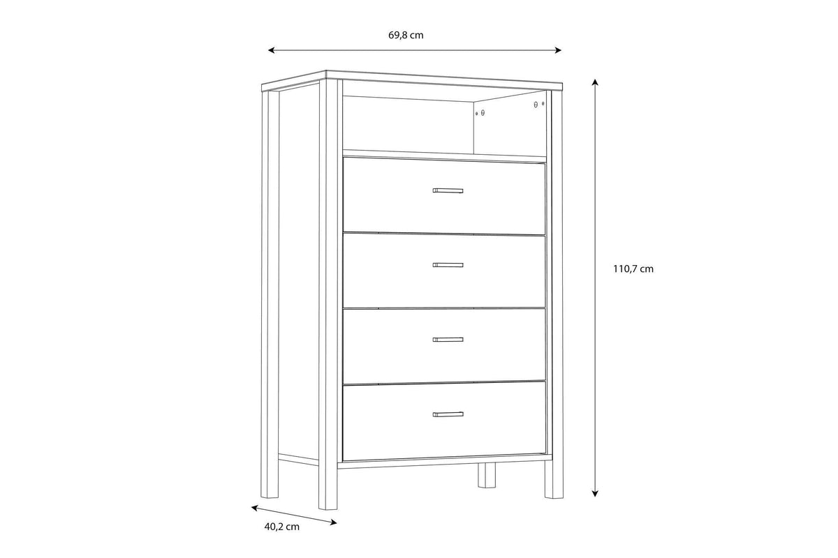 High Rock Chest Of 4 Drawers In Matt Black/Riviera Oak
