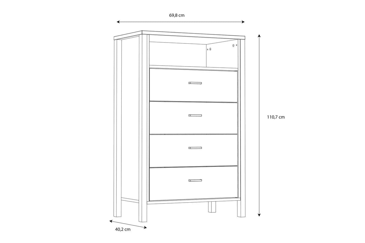 High Rock Chest Of 4 Drawers In Matt Black/Riviera Oak