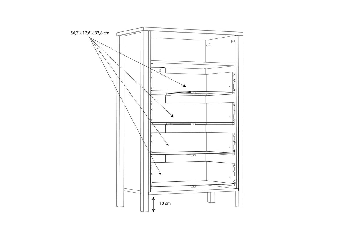 High Rock Chest Of 4 Drawers In Matt Black/Riviera Oak