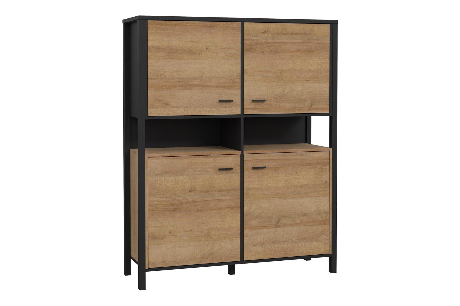 High Rock Storage Cabinet In Matt Black/Riviera Oak