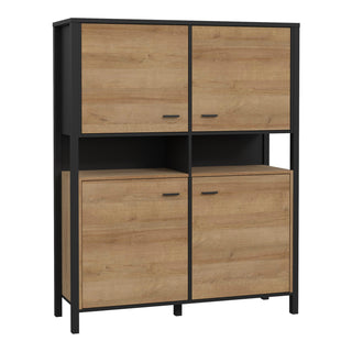 High Rock Storage Cabinet In Matt Black/Riviera Oak