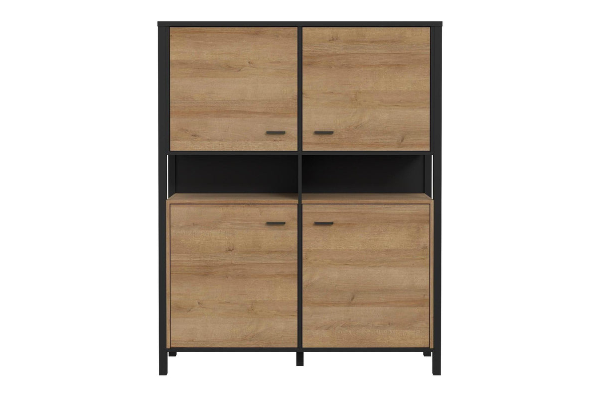 High Rock Storage Cabinet In Matt Black/Riviera Oak