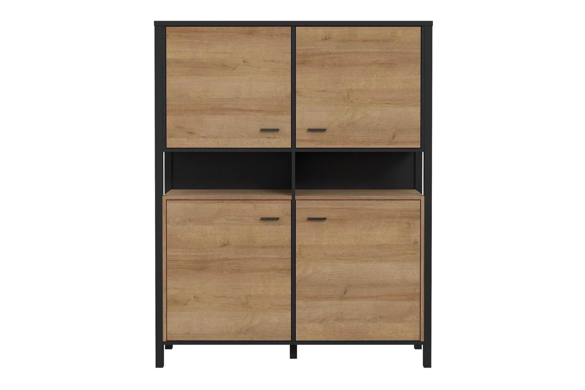 High Rock Storage Cabinet In Matt Black/Riviera Oak