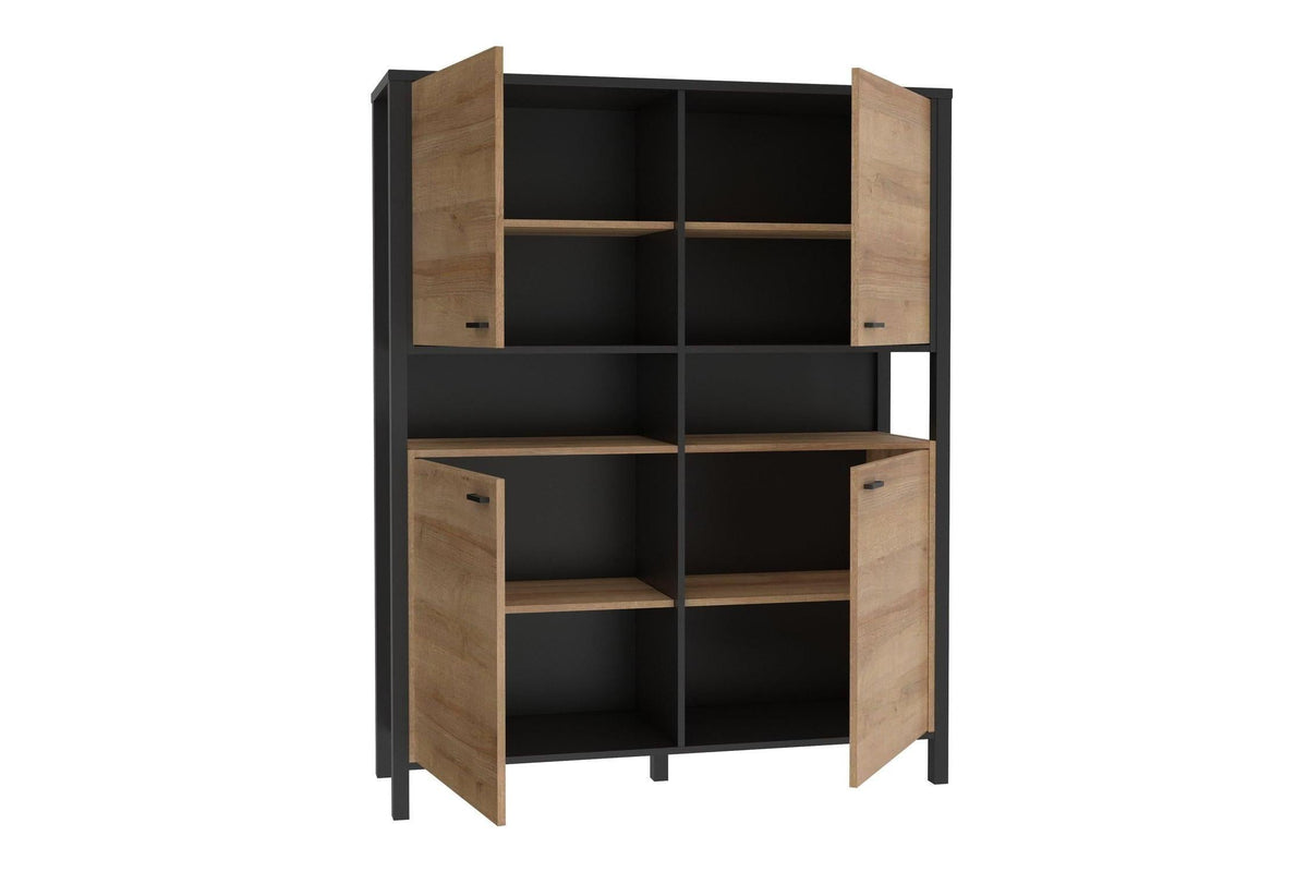 High Rock Storage Cabinet In Matt Black/Riviera Oak