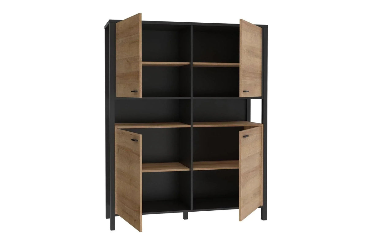 High Rock Storage Cabinet In Matt Black/Riviera Oak
