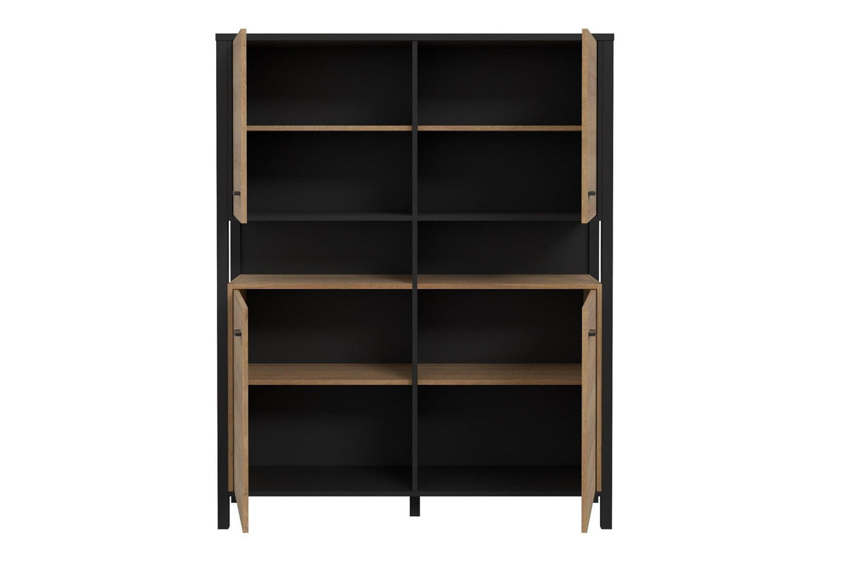 High Rock Storage Cabinet In Matt Black/Riviera Oak