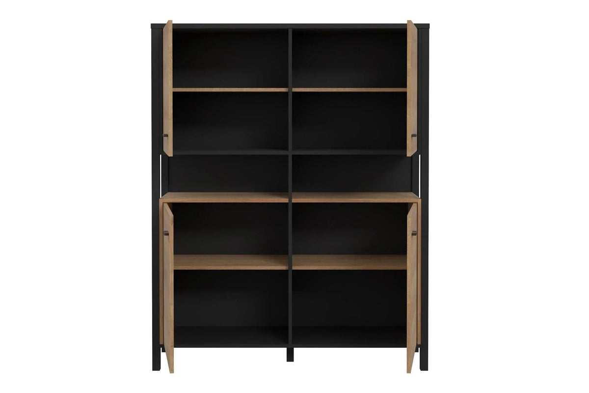 High Rock Storage Cabinet In Matt Black/Riviera Oak