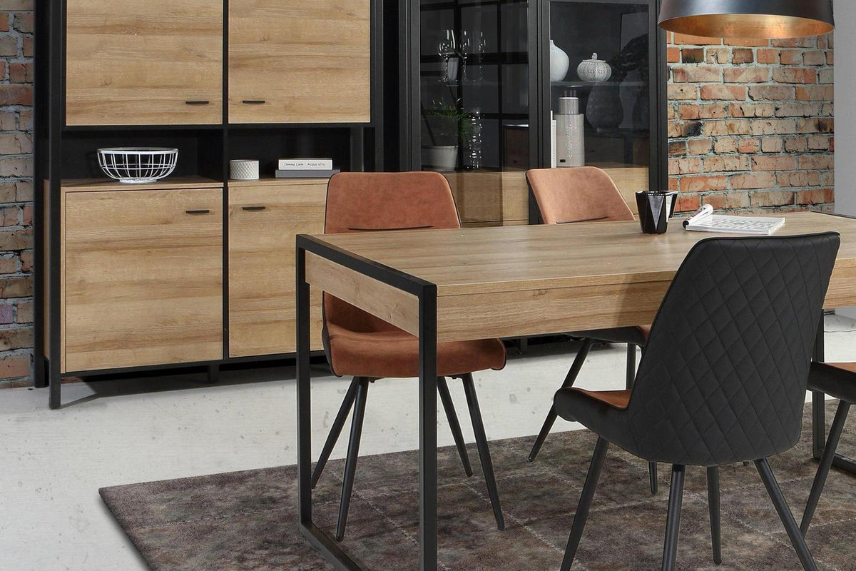 High Rock Storage Cabinet In Matt Black/Riviera Oak