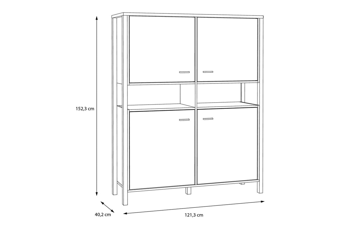 High Rock Storage Cabinet In Matt Black/Riviera Oak