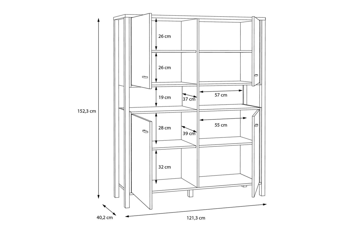 High Rock Storage Cabinet In Matt Black/Riviera Oak