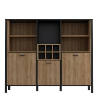 High Rock Shelf Unit In Matt Black/Riviera Oak