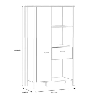 High Rock Wide Shelf Unit In Matt Black/Riviera Oak