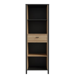 High Rock Shelf Unit In Matt Black/Riviera Oak