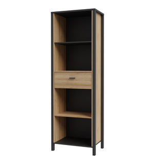 High Rock Shelf Unit In Matt Black/Riviera Oak