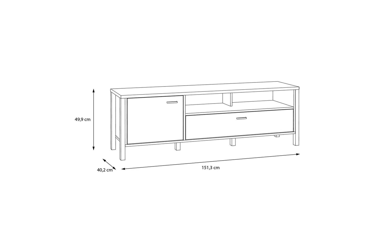 High Rock Tv Unit In Matt Black/Riviera Oak