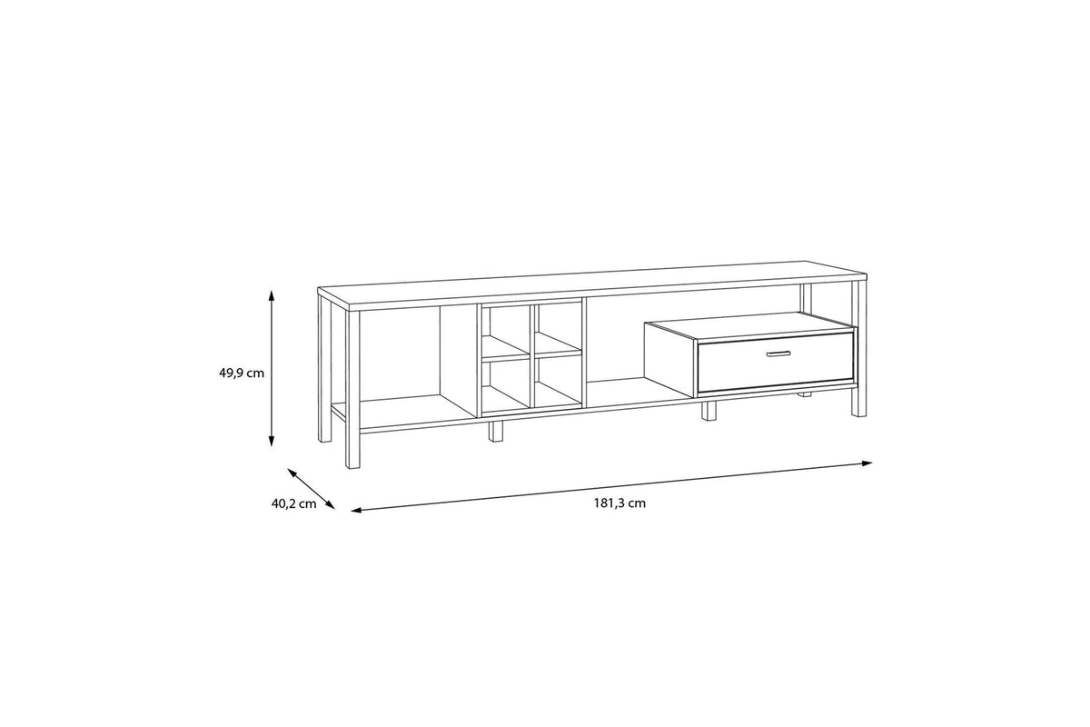 High Rock Wide TV Unit in Matt Black/Riviera Oak