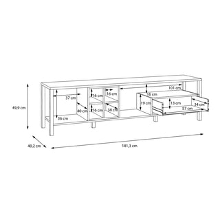 High Rock Wide Tv Unit In Matt Black/Riviera Oak