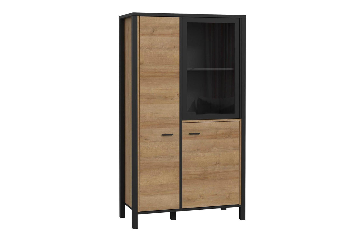 High Rock Small Display Cabinet in Matt Black/Riviera Oak