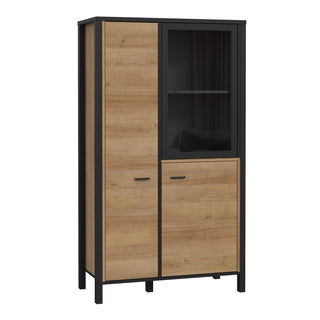 High Rock Small Display Cabinet In Matt Black/Riviera Oak