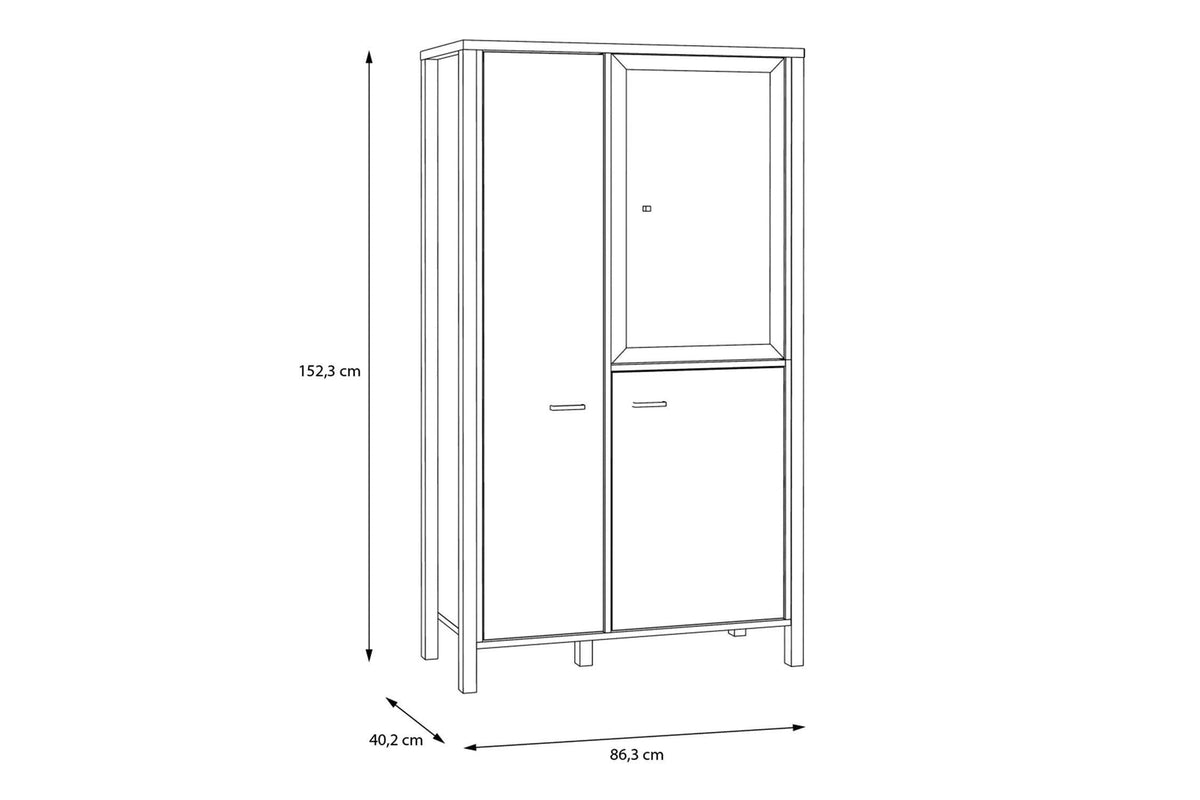 High Rock Small Display Cabinet in Matt Black/Riviera Oak