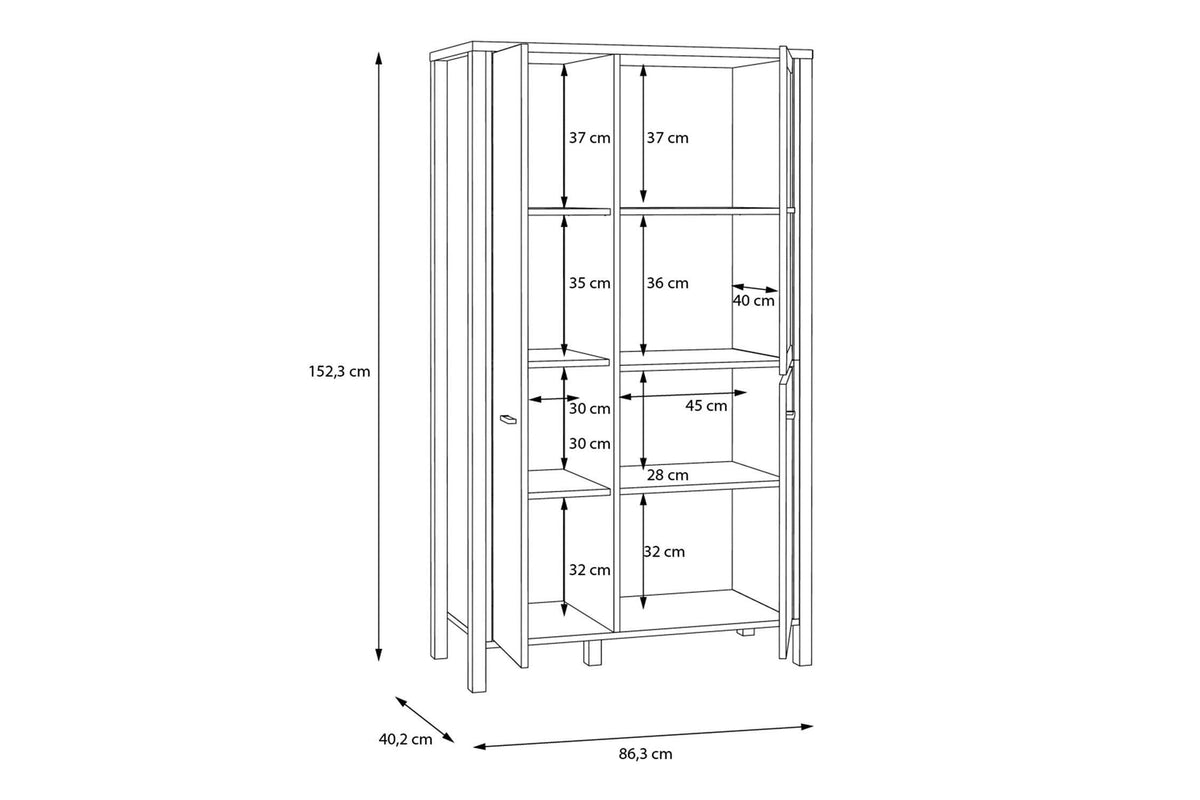 High Rock Small Display Cabinet in Matt Black/Riviera Oak