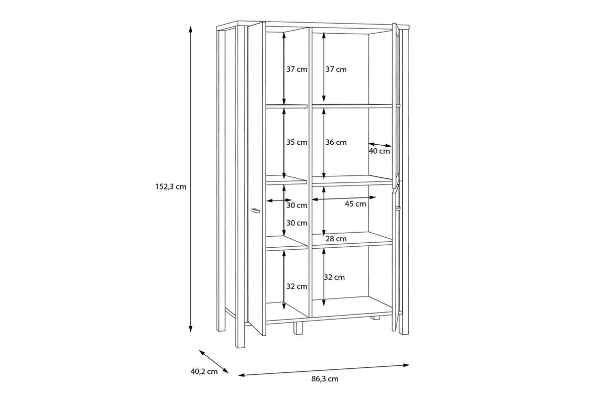 High Rock Small Display Cabinet in Matt Black/Riviera Oak