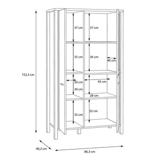 High Rock Small Display Cabinet in Matt Black/Riviera Oak