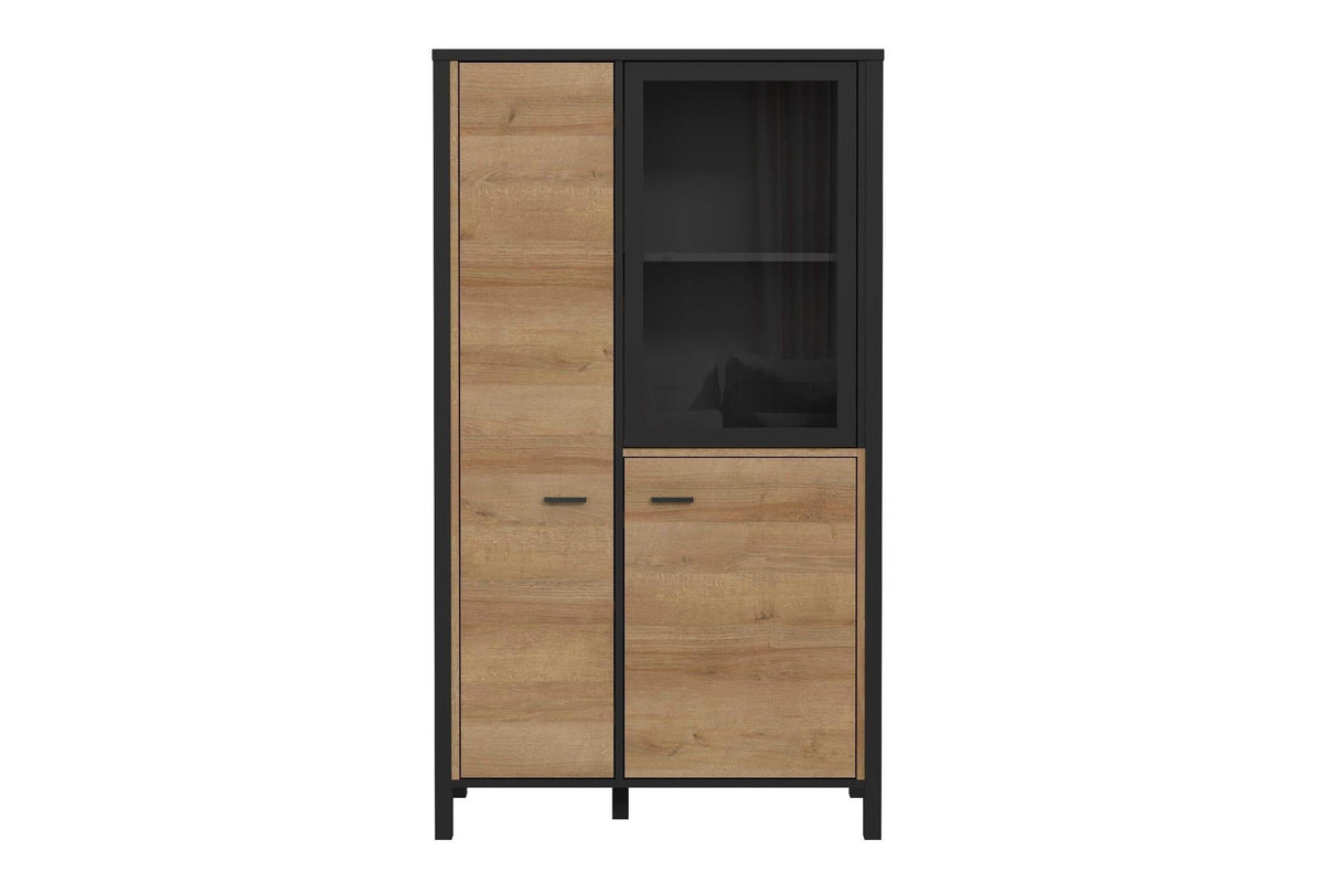 High Rock Small Display Cabinet in Matt Black/Riviera Oak