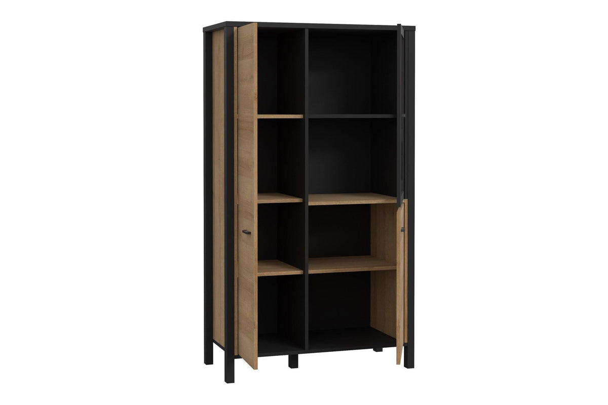 High Rock Small Display Cabinet in Matt Black/Riviera Oak