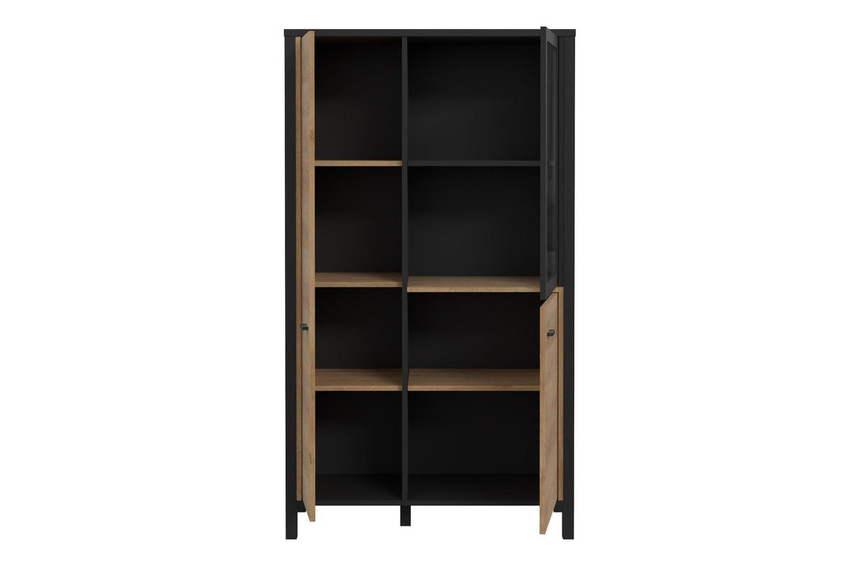 High Rock Small Display Cabinet in Matt Black/Riviera Oak