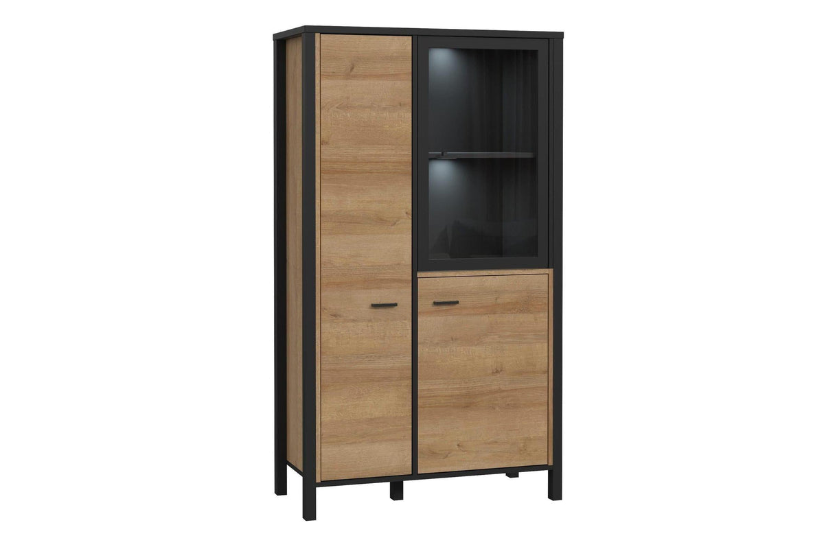 High Rock Small Display Cabinet in Matt Black/Riviera Oak