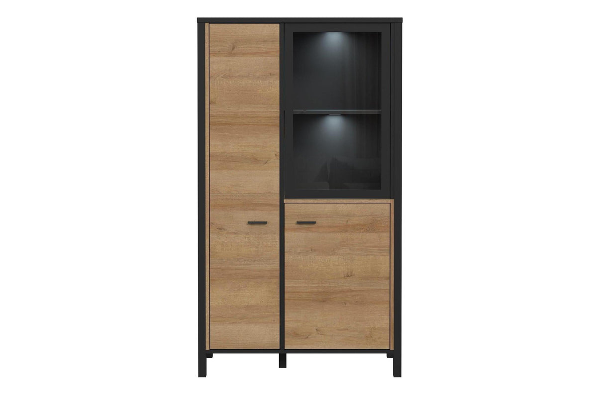High Rock Small Display Cabinet in Matt Black/Riviera Oak